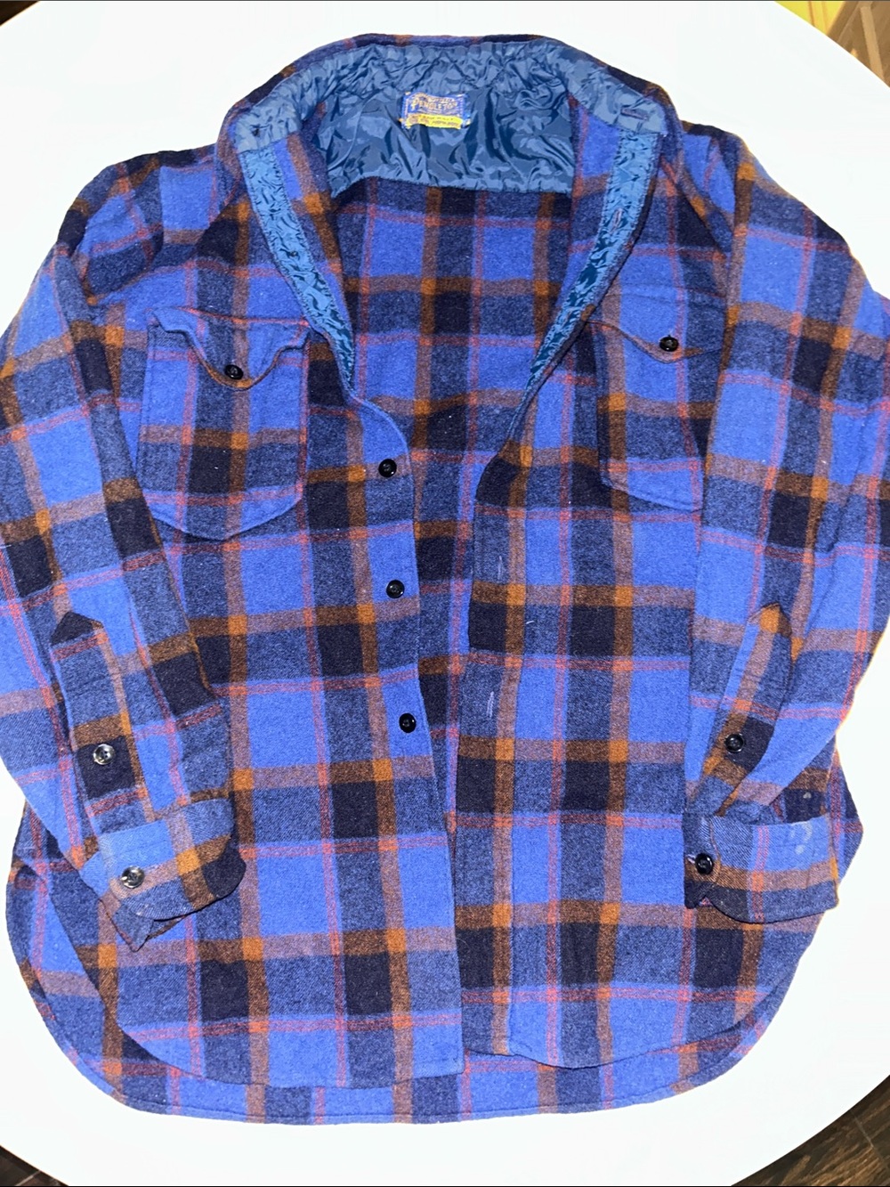 Pendleton wool Blue Black Brown Plaid Button-Down Shirt